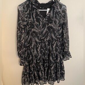 Versona, Floral print Tassel Mini, Indigo Blue and Light Pink, Size Xs